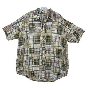 Brooks Brothers Shirt‎ Mens Extra Large Y2K VTG Patchwork Plaid Short Sleeve